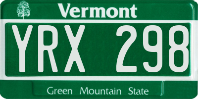 VT license plate YRX298