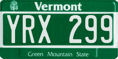 VT license plate YRX299