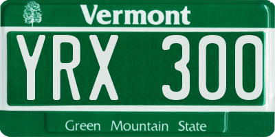 VT license plate YRX300