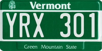 VT license plate YRX301