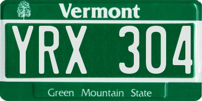 VT license plate YRX304