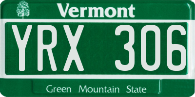 VT license plate YRX306