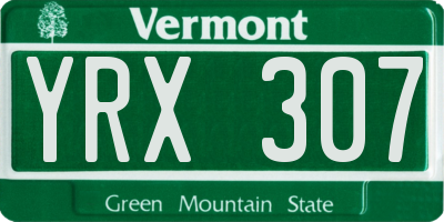 VT license plate YRX307