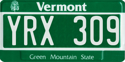 VT license plate YRX309