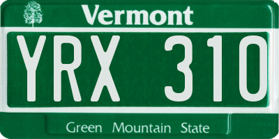 VT license plate YRX310