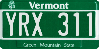 VT license plate YRX311