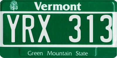 VT license plate YRX313