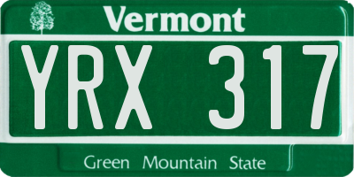 VT license plate YRX317