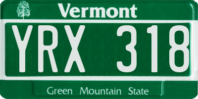 VT license plate YRX318