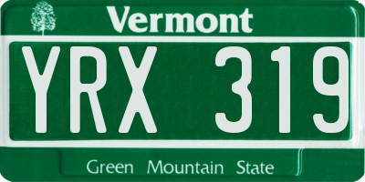 VT license plate YRX319