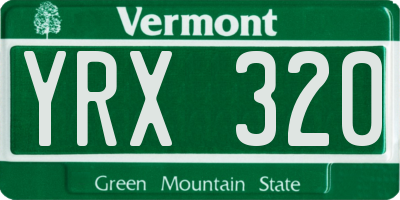 VT license plate YRX320