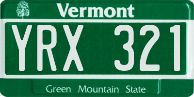 VT license plate YRX321
