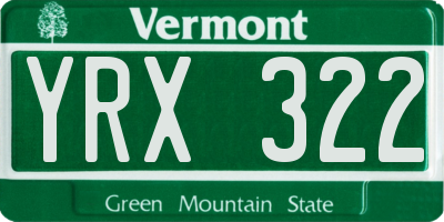 VT license plate YRX322