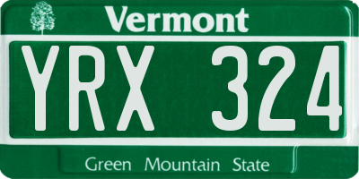 VT license plate YRX324