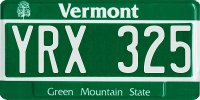 VT license plate YRX325