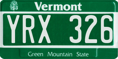 VT license plate YRX326