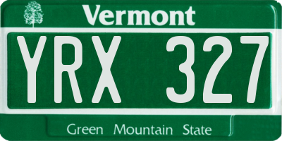 VT license plate YRX327