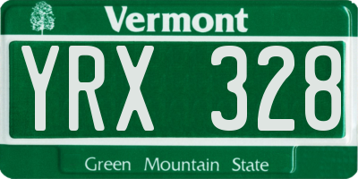 VT license plate YRX328