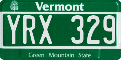 VT license plate YRX329