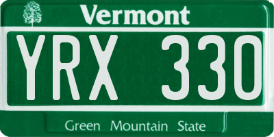 VT license plate YRX330