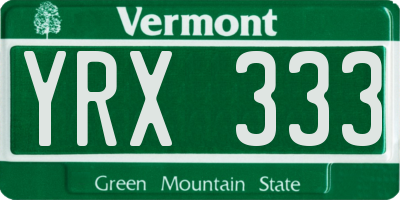 VT license plate YRX333