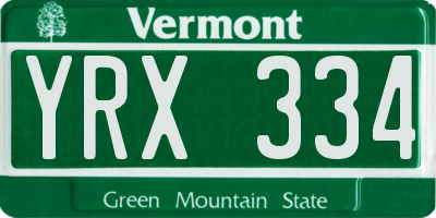 VT license plate YRX334