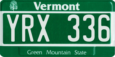 VT license plate YRX336
