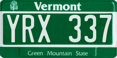 VT license plate YRX337