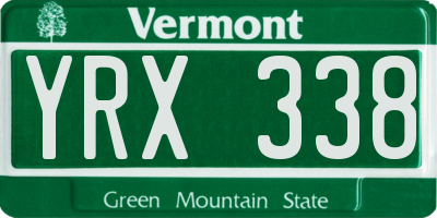 VT license plate YRX338