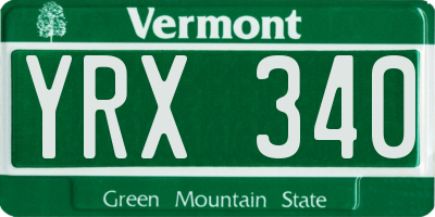 VT license plate YRX340