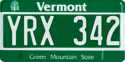 VT license plate YRX342