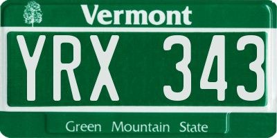VT license plate YRX343