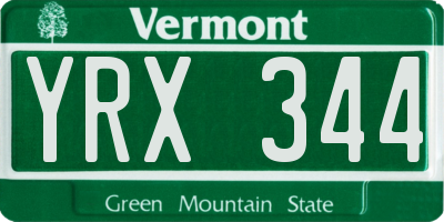 VT license plate YRX344