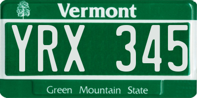 VT license plate YRX345