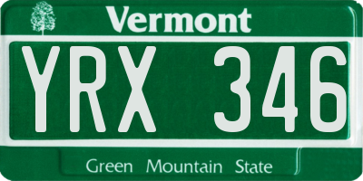 VT license plate YRX346