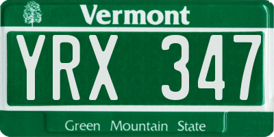 VT license plate YRX347