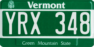 VT license plate YRX348