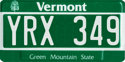 VT license plate YRX349