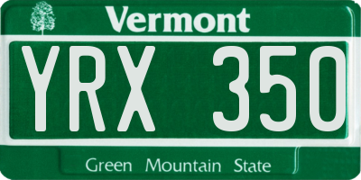 VT license plate YRX350