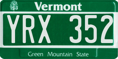 VT license plate YRX352