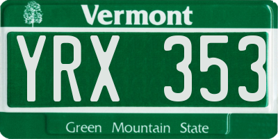 VT license plate YRX353
