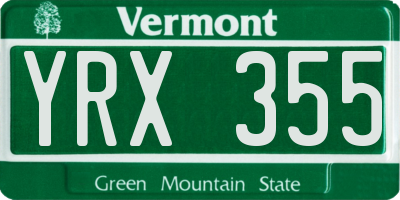VT license plate YRX355