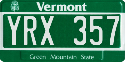 VT license plate YRX357