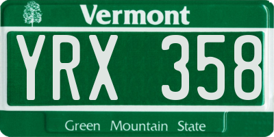 VT license plate YRX358