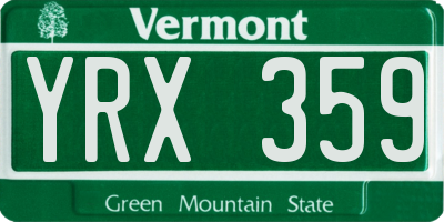 VT license plate YRX359