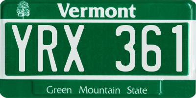 VT license plate YRX361