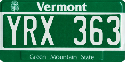 VT license plate YRX363