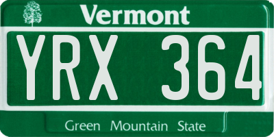 VT license plate YRX364