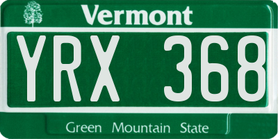 VT license plate YRX368