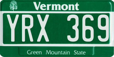 VT license plate YRX369
